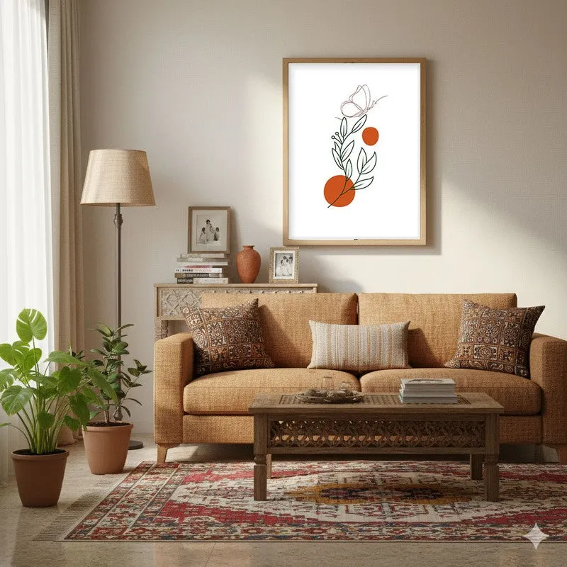 Rust Rhythm Canvas Wall Painting With Brown Frame media 4
