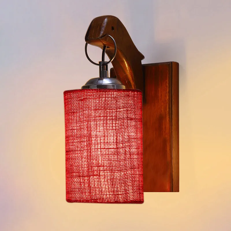 Estrella Jute & Wooden Wall Lamp - Maroon media 4