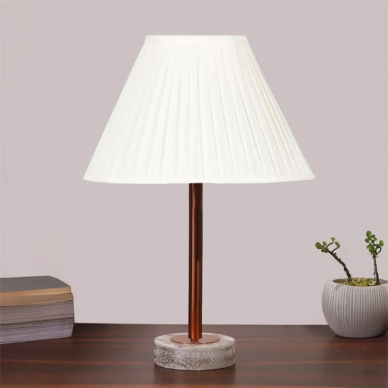 Pleatra Rodin Wooden Table Lamp - White,Copper,White media 3