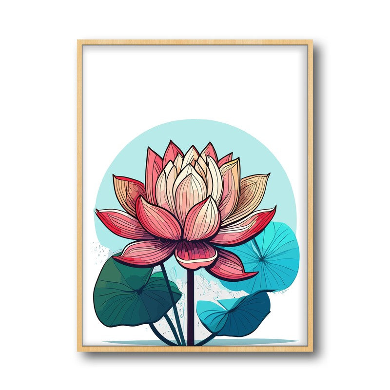 Lotus In Color Archival Paper Wall Art  - Natural Brown Frame media 6