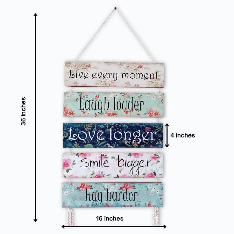 Wall hanging shown with approximate height and width measurement markings
