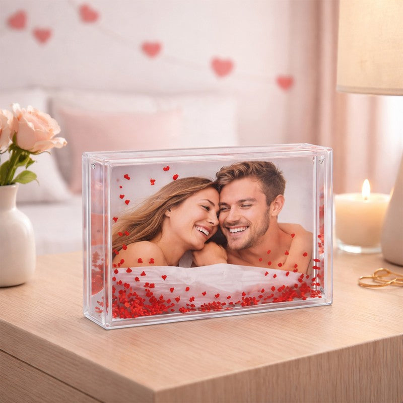 Love Story Glitter Acrylic Photo Frame - Red