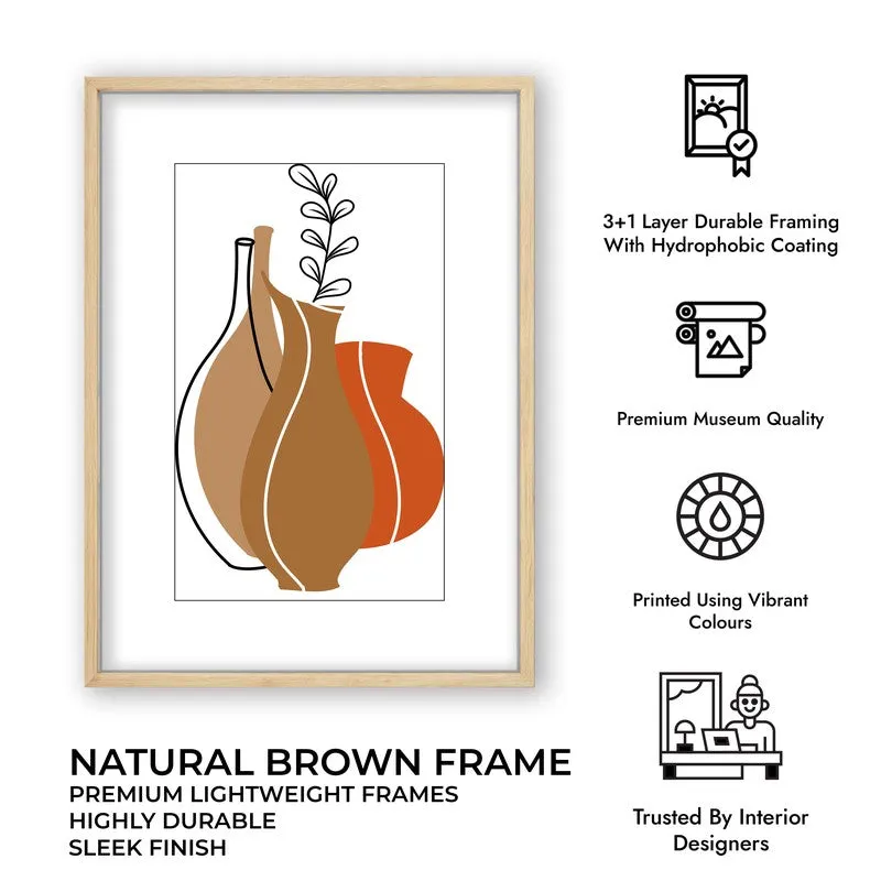 Earthen Jars Canvas Wall Painting With Brown Frame media 10
