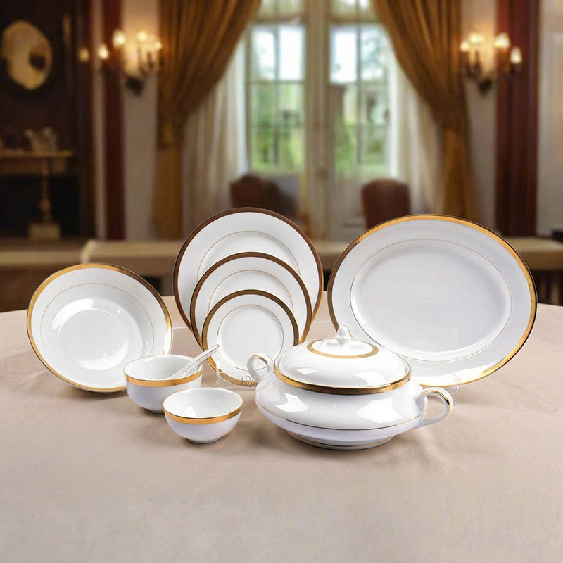 Vienna 24k Gold Brushed Porcelain Dinner Set (Gold) - 41 Piece Set media 4