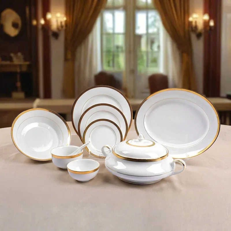 Vienna 24k Gold Brushed Porcelain Dinner Set (Gold) - 41 Piece Set media 4