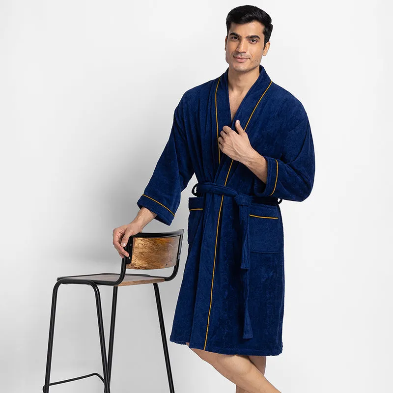 Corbin Bath Robe - Navy Blue media 1