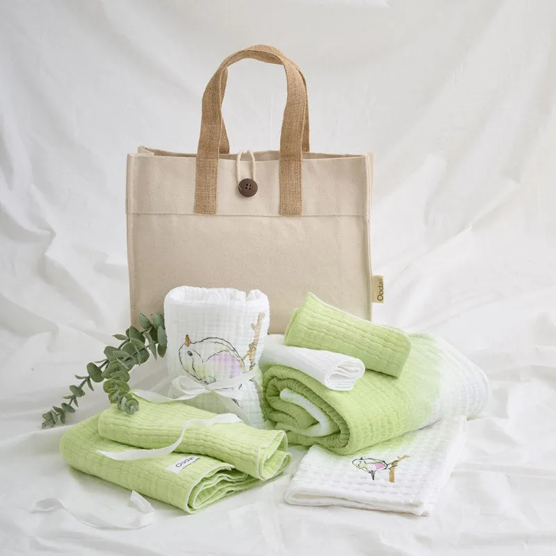 Soft Green Towel Set & Tote Bag - Seven Piece Set media 1