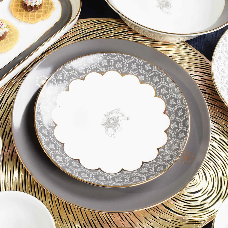 Gilded Legacy 24k Gold Brushed Porcelain Dinner Set (Grey) - 33 Piece Set media 3