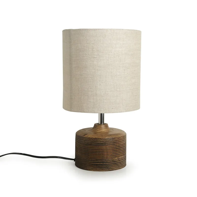 Suravi Handcrafted Mango Wood Table Lamp - Brown,Ivory media 3