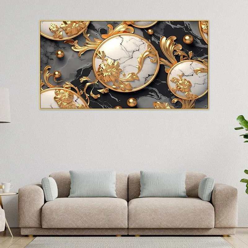 Goldo Pearls Wall Painting With Frame media 3