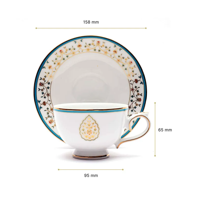 Gilded Mavi 24k Gold Brushed Porcelain Tea Set With Tea Pot - Seventeen Piece Set media 13