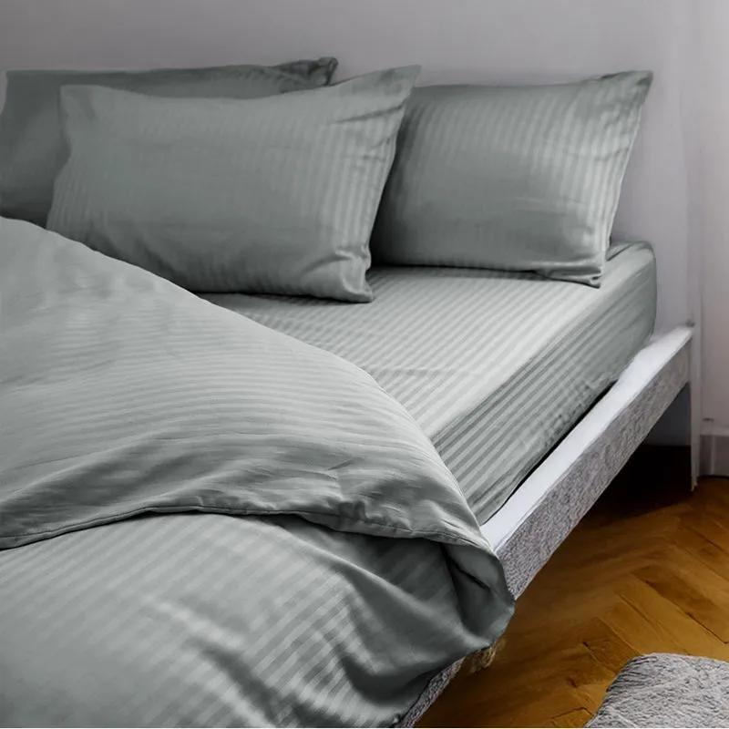 Stripe Charm Cotton Duvet Cover - Light Grey media 4