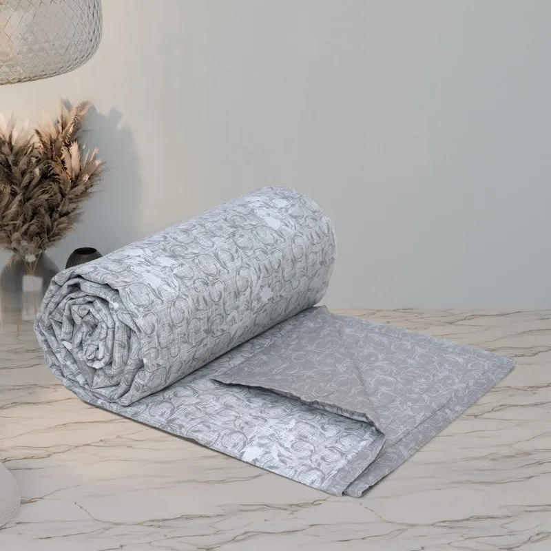 Little Petals Printed Cotton Dohar (Grey) - 120 GSM media 8