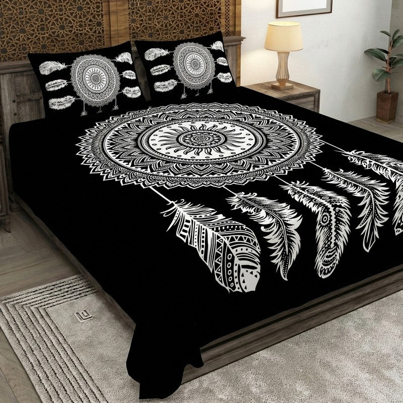 Petalix Cotton Bedsheet (Black,White) - 240 TC media 3