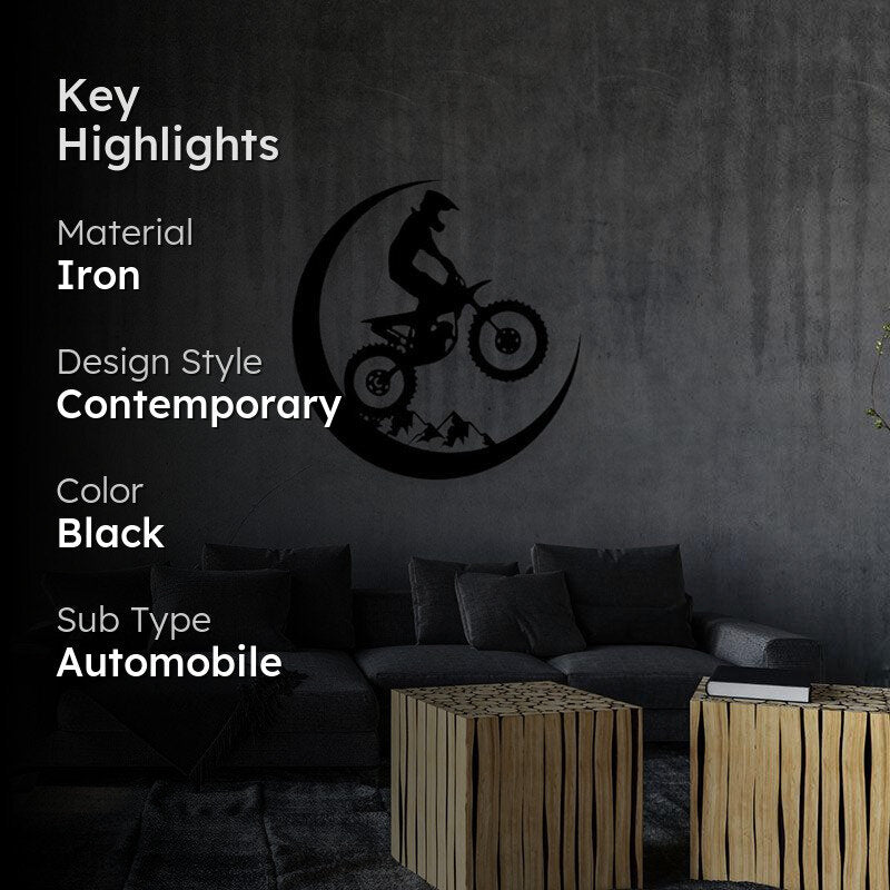 Bike On Moon Black Iron Wall Accent media 2