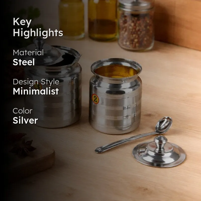 KitchenAura Steel Ghee Pot - Set Of Two media 2