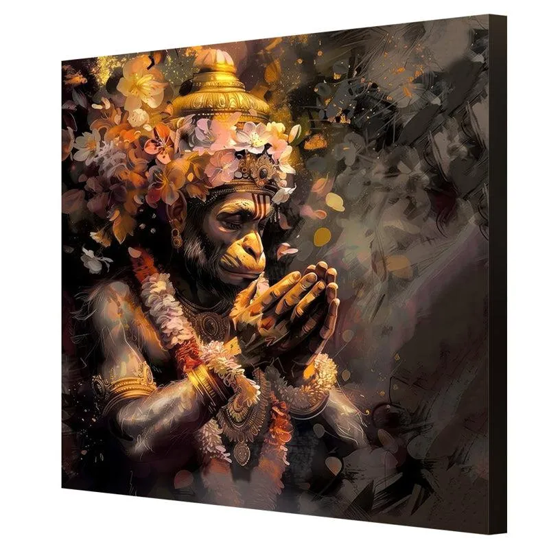 Devout Hanuman Poly Canvas Wall Painting media 5