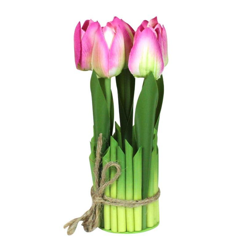 Faux Tube Tulip Flower Bunch - Pink media 3