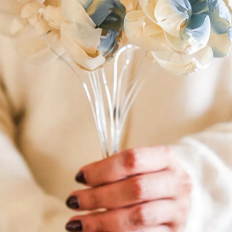 Artificial Peony Blooms Flower Stem (Blue) - Set Of Five media 5