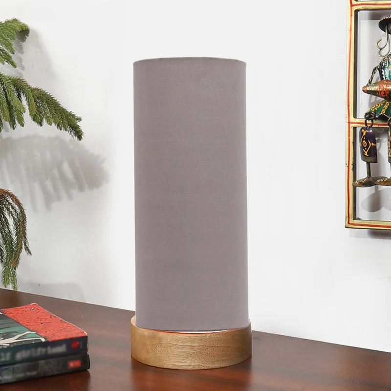 Nyra Tower Wooden Table Lamp - Grey,Brown media 3