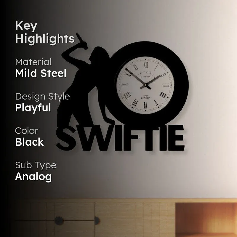 Swiftie Steel Analog Wall Clock - Black media 2