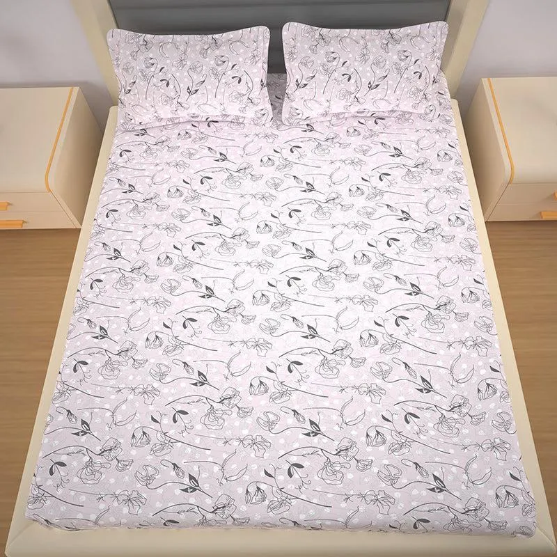 Bloom In Vine Floral Cotton Bedsheet (Ivory) - 200 TC media 3
