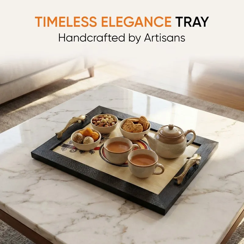 Saarang Wood & Metal Serving Tray media 5