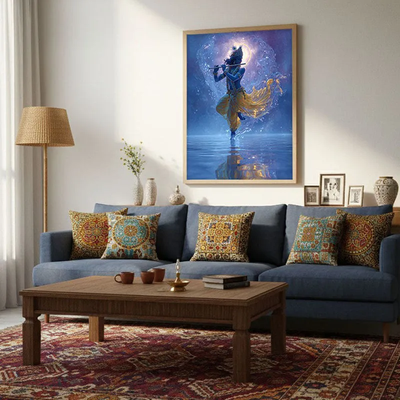 Cosmic Glow of Muralidhara Krishna Archival Paper Wall Art - Natural Brown Frame media 4