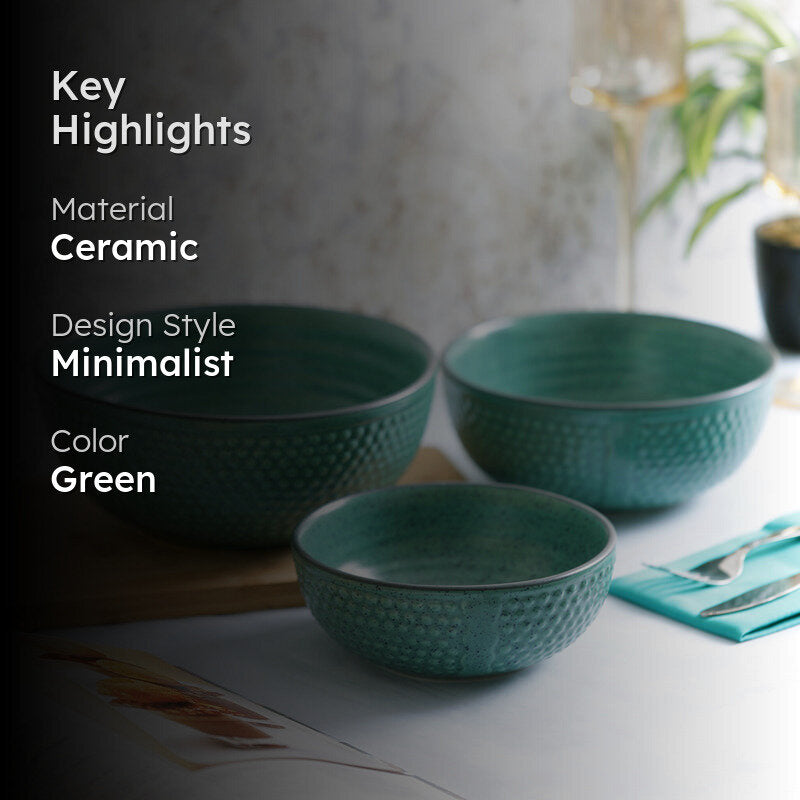Kashi Serving Bowl (Green/1.5L/1L/600 mL) - Set Of Three image 2