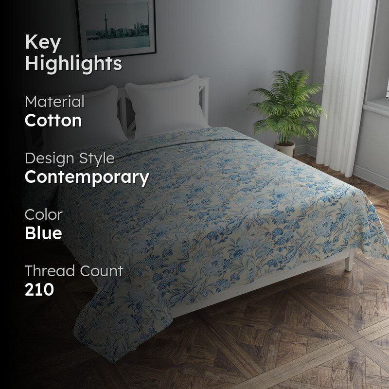 Tropical Blues Cotton Duvet Cover - 210 TC media 2