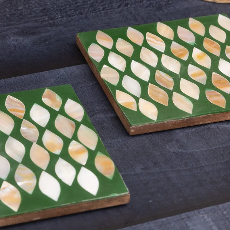 Celestria Mother Of Pearl Coaster (Green) - Set Of Two media 3