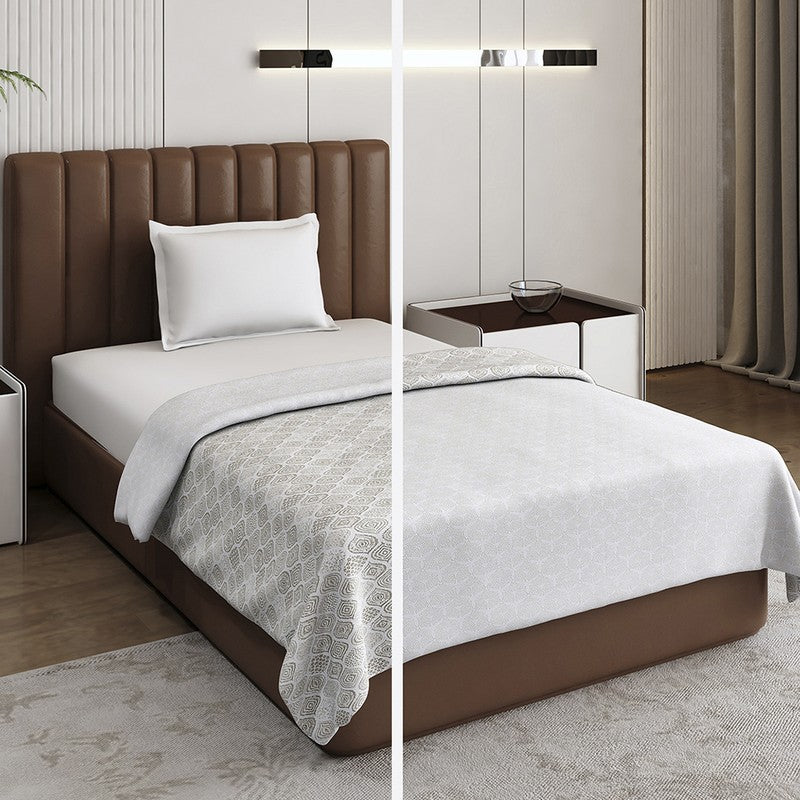Monte Carlo Desiora Motif Print Polycotton Reversible Dohar (Light Grey) - 150 GSM media 3