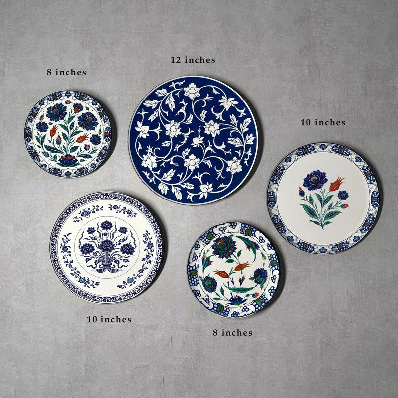 Floral Porcelain Harmony Metal Wall Plates - Set Of Five media 6