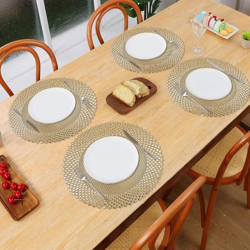 Lumora Golden Round PVC Table Mats - Set Of Four media 1