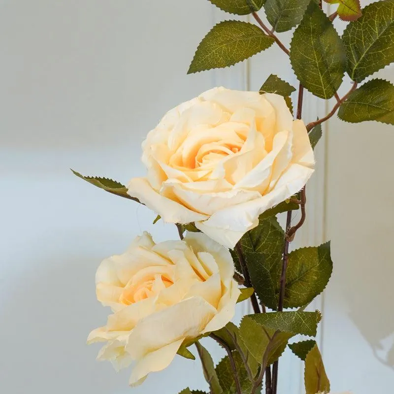 Faux Autumn Rose Flower Stick (White) - 36 CM media 4