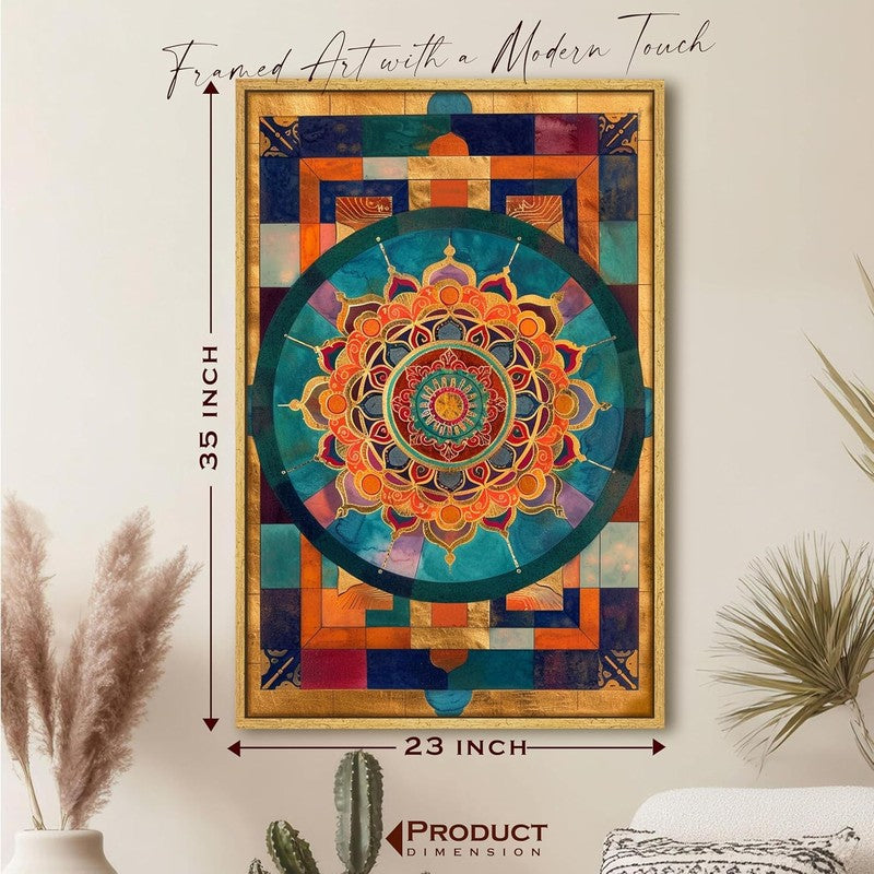 Emerald Mandala Canvas Wall Art With Frame media 8