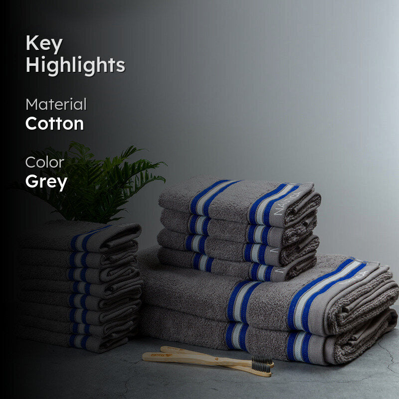 Nautica Dove Dual Cotton Towel Set (Grey) - Set Of Fourteen media 2
