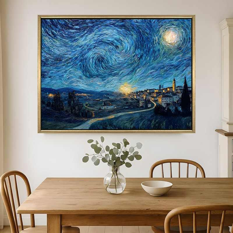 Nocturnal Glow Canvas Wall Painting With Frame