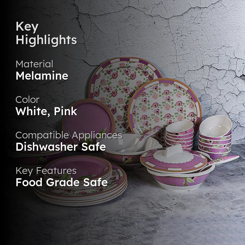 Daisy Delve Melamine Dinner Set - 33 Piece Set - 2