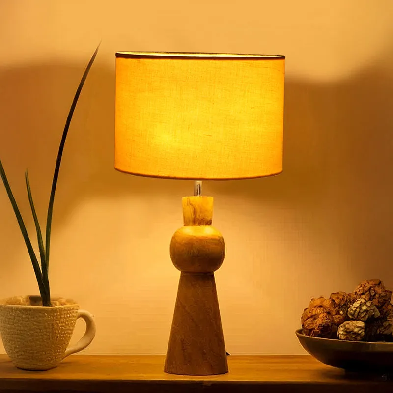 Angler Wooden Table Lamp - Yellow,Brown media 1