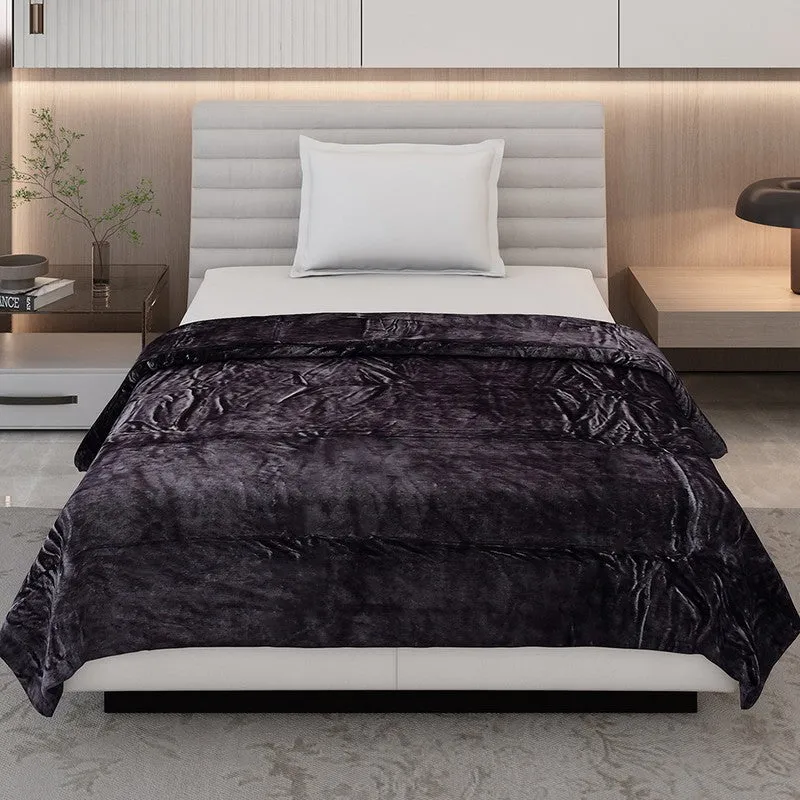 Monte Carlo Luxora Solid Polyester Blanket (Dark Brown) - 300 GSM media 4