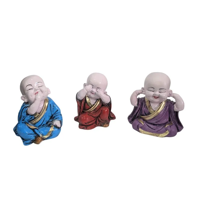 Zenaya Budhha Resin Showpiece - Set of Three media 4