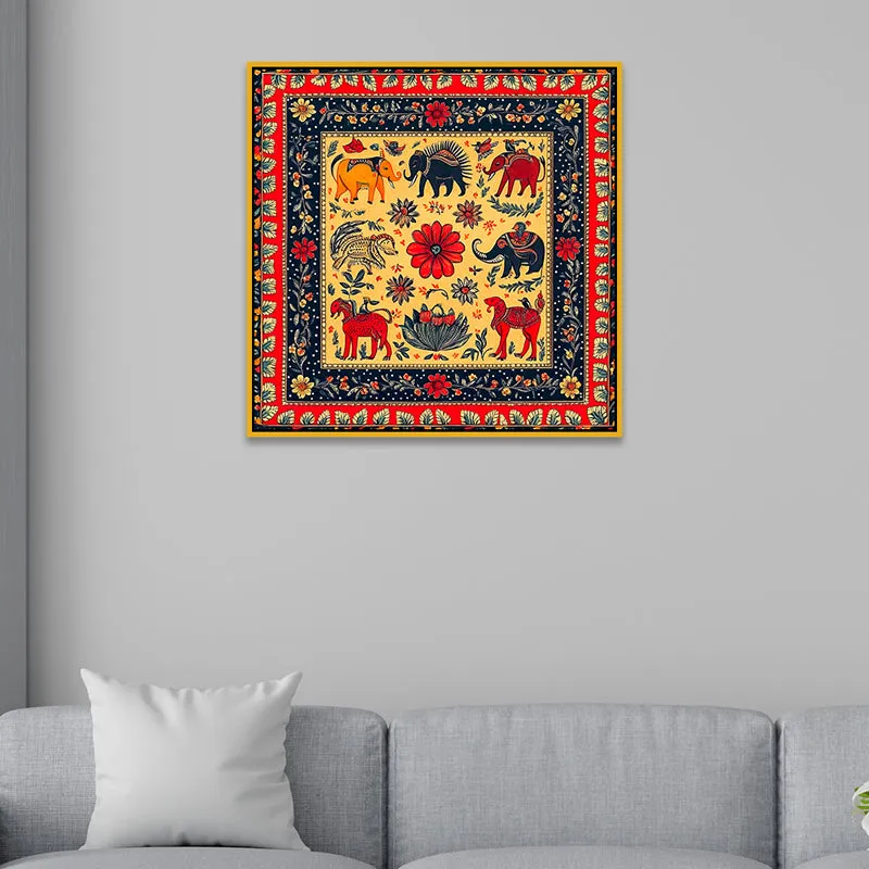 Haathi Parade Canvas Wall Art With Frame media 5