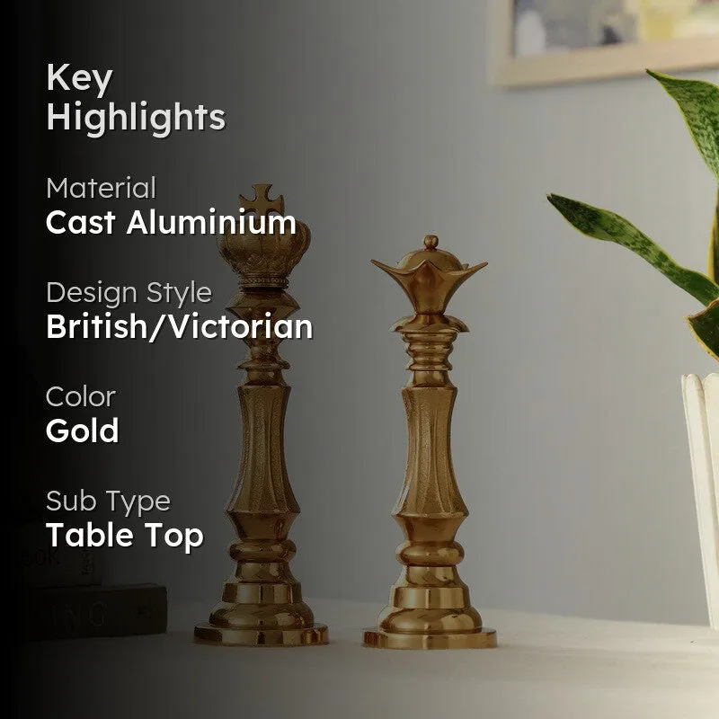 Maison King and Queen Decorative Showpiece (Gold) - Set Of Two media 2