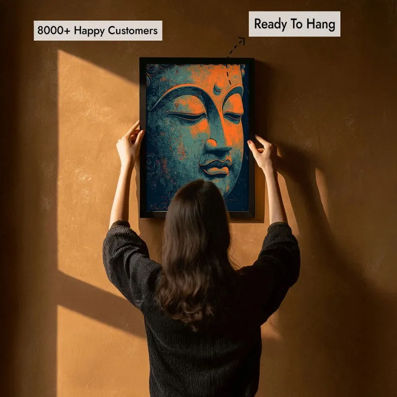 Vivid Serenity Buddha Archival Paper Wall Painting With Black Frame media 7