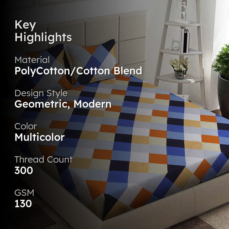 Dreamy Facets Geometric Bedsheet - 130 GSM media 2