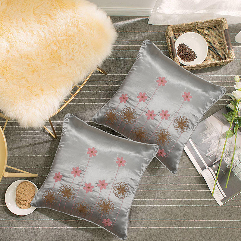 Steel Magnolias Embroidered Cushion Cover - Set Of Two media 3