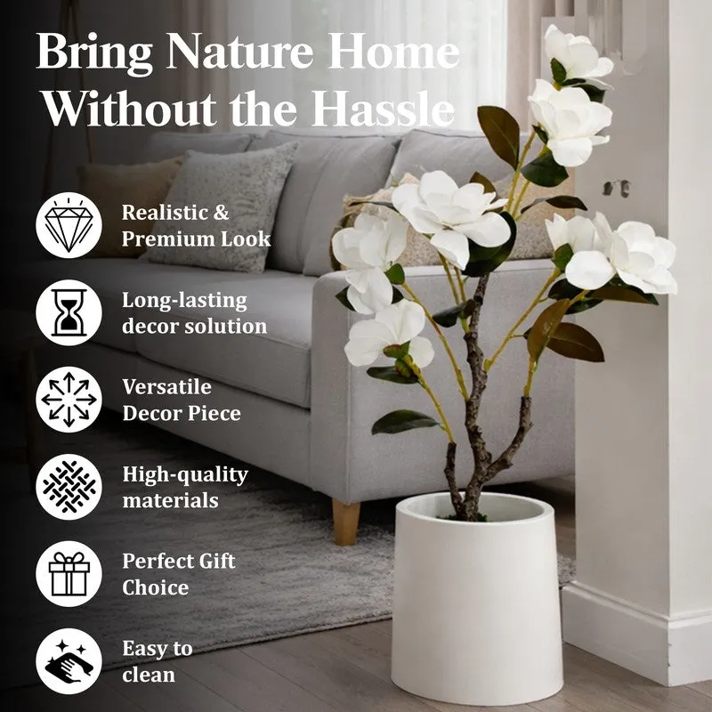 EternaFlora Magnolia Artificial Plant With Black Plastic Pot - 91 cm (3 ft) media 10