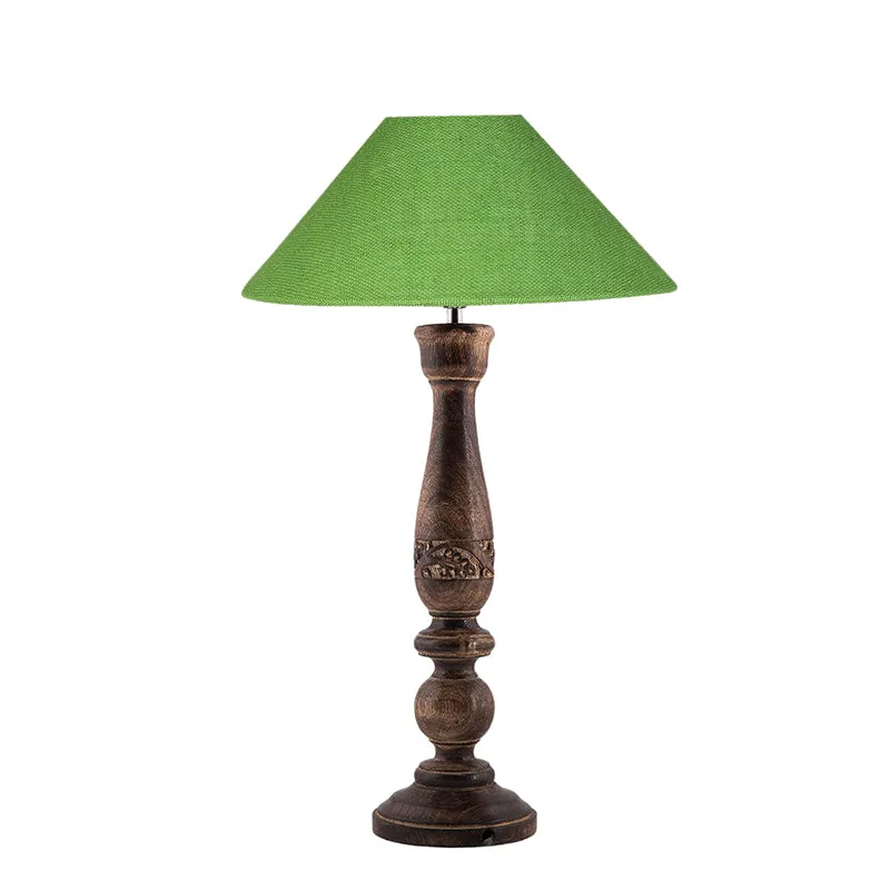 Nihara Wooden & Jute Table Lamp - Green,Brown media 3