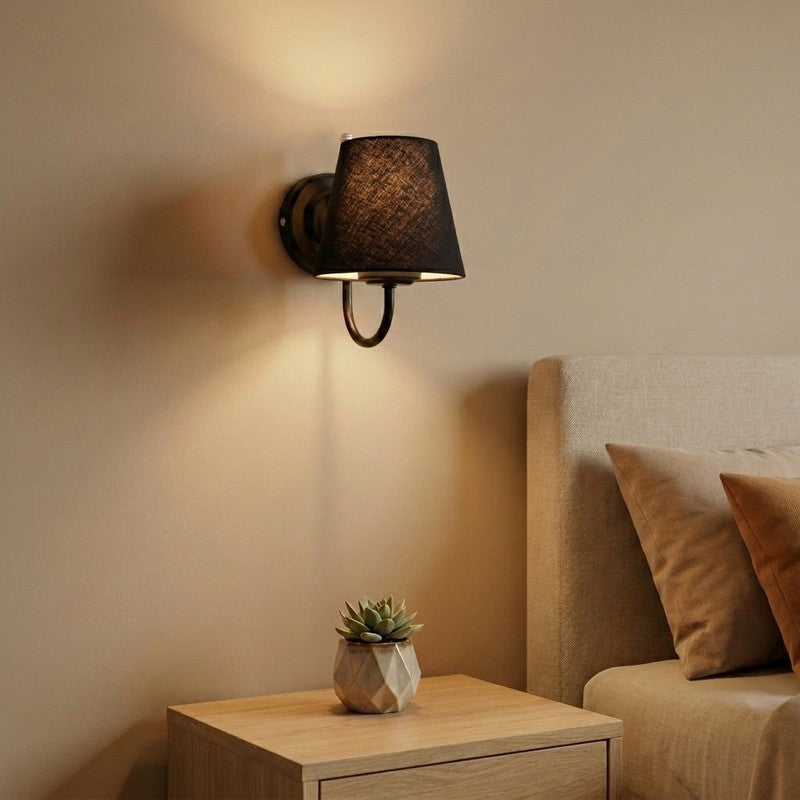 OrbitShade Midnight Black Cotton Wall Lamp